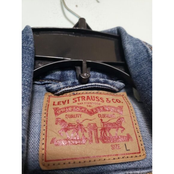 Levi's Jean Jacket Juniors L Blue Denim Button Front Trucker Stretch Medium Wash - Picture 5 of 5
